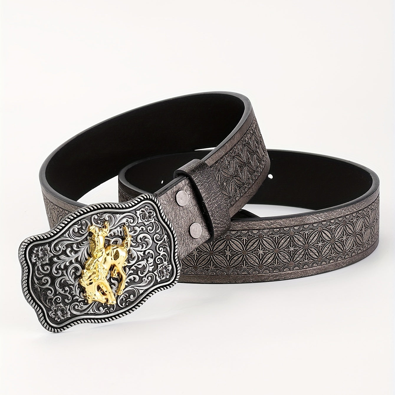 Western Cowboy Belt Retro Horse Pattern Buckle Belts Clothing Accessories