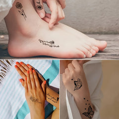 Waterproof Temporary Tattoo Stickers Floral Butterfly Heart Feather & Star