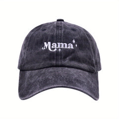 Mama Star Embroidery Distressed Sunscreen Baseball Cap