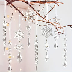 10pcs Christmas Tree Decoration Crystal Ornaments Hanging Acrylic Snowflakes