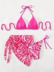 Triangle Bikini Swimsuit Set with Beach Skirt