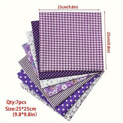 7pcs Purple Fabric Sewing Craft Cloth Sheets DIY Sewing Pattern Craft Cloth