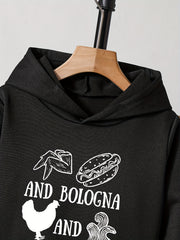 2pcs Chicken And Peanut Print Boys Hoodie Casual Long Sleeve Hooded S