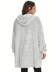 Plush Hooded Lounge Top Soft & Comfy Long Sleeve With Pockets