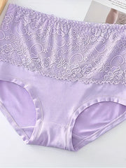 3pcs Lace Jacquard Briefs High Waist Panties Women's Lingerie
