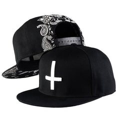 Men's Adjustable Cross Embroidery Hip Hop Hat
