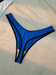 5pcs Mixed Contrast Trim Thongs Soft Intimates Panties Women's Underwear