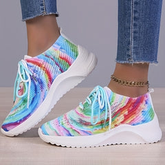 Women's Breathable Knit Sneakers Lightweight Lace Up Shoes