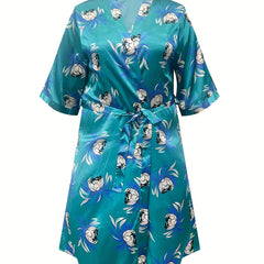 Satin Floral Nightgown & Nightdress Pajama Set Women's Plus Sleepwear