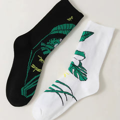 Frog Print Socks 4 Pairs Women's Mid Tube Stockings