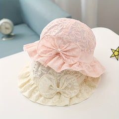 Baby Girls Lace Bow Sun Hat Breathable Princess Cap Outdoor Summer