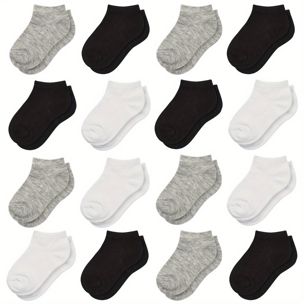 16 Pairs Boys Kids Breathable Comfy Short Socks Ankle Children's Plain Socks
