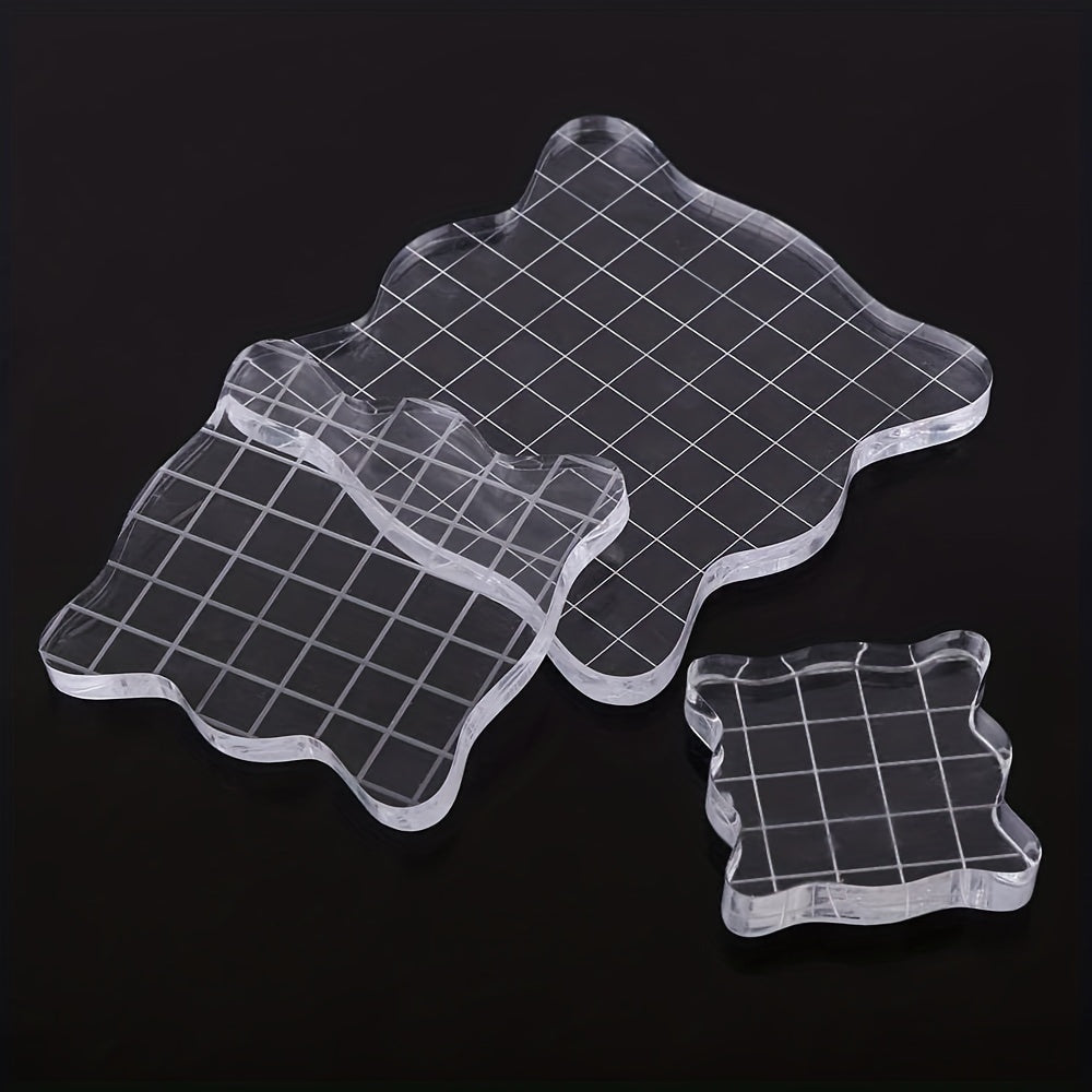 1pc Rubber Stamp Transparent Stamp Set Helper Glass High Crystal Acrylic Handle