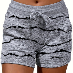 Colorblock Stripe Print Skinny Stretch Leggings Shorts