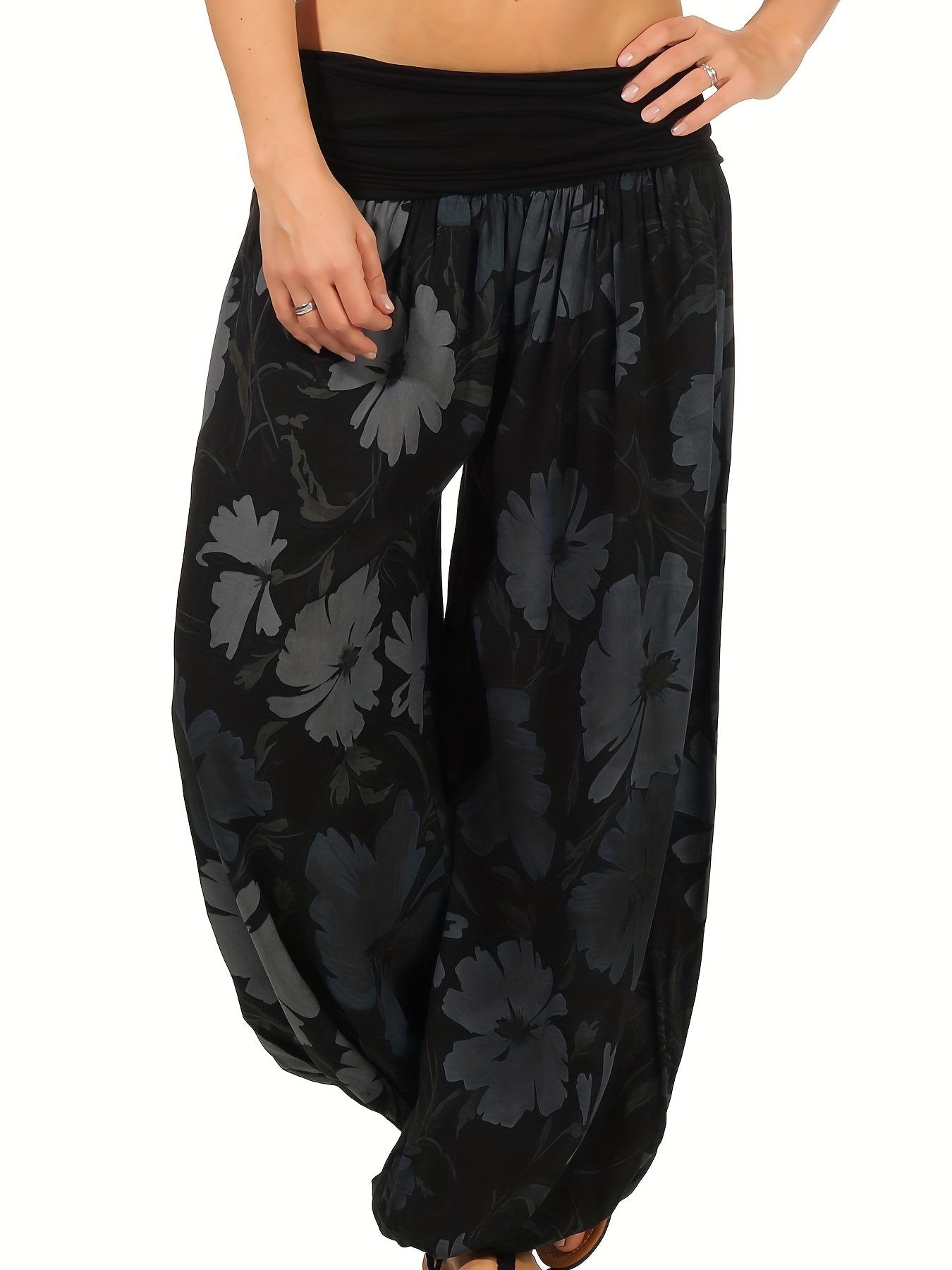 Floral Print Baggy Pants High Waist Harem Pants