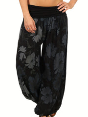 Floral Print Baggy Pants High Waist Harem Pants