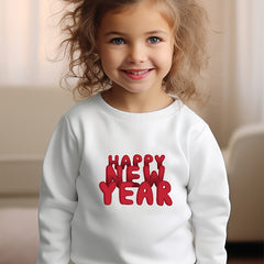 Girls Happy Year Pattern Crew Neck Sweatshirt For Spring Fall Christmas Gift