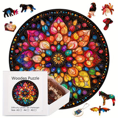 Floral Wooden Puzzle Colorful Pieces Educational Toy