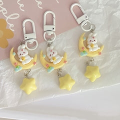 Moon Rabbit Keychain Keyring Women Ladies Cartoon Bag Ornament