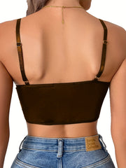 Floral Lace Cami Crop Top Backless Lingerie