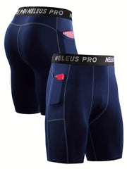 Men's Compression Shorts with Pocket for Gym Sports Running