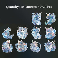 20pcs Cartoon Manor Cat PET Stickers Set for DIY Journal Scrapbook Decoration