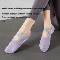 Women's Non Slip Cross Strap Yoga Socks with Grips