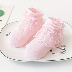 5 Pairs Lace Baby Socks Crystal Silk Transparent Mesh Breathable Princess Socks