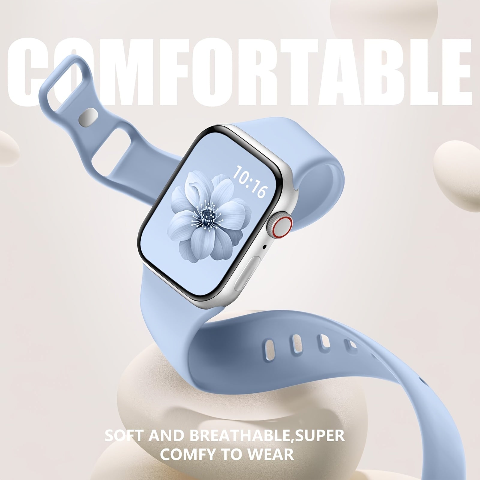 Christmas iWatch 10 1 Series Soft Strap Waterproof Breathable Light Beige