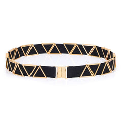 Women's High Waist Elastic Stretch Belt Vintage Metal Buckle Dress Belts