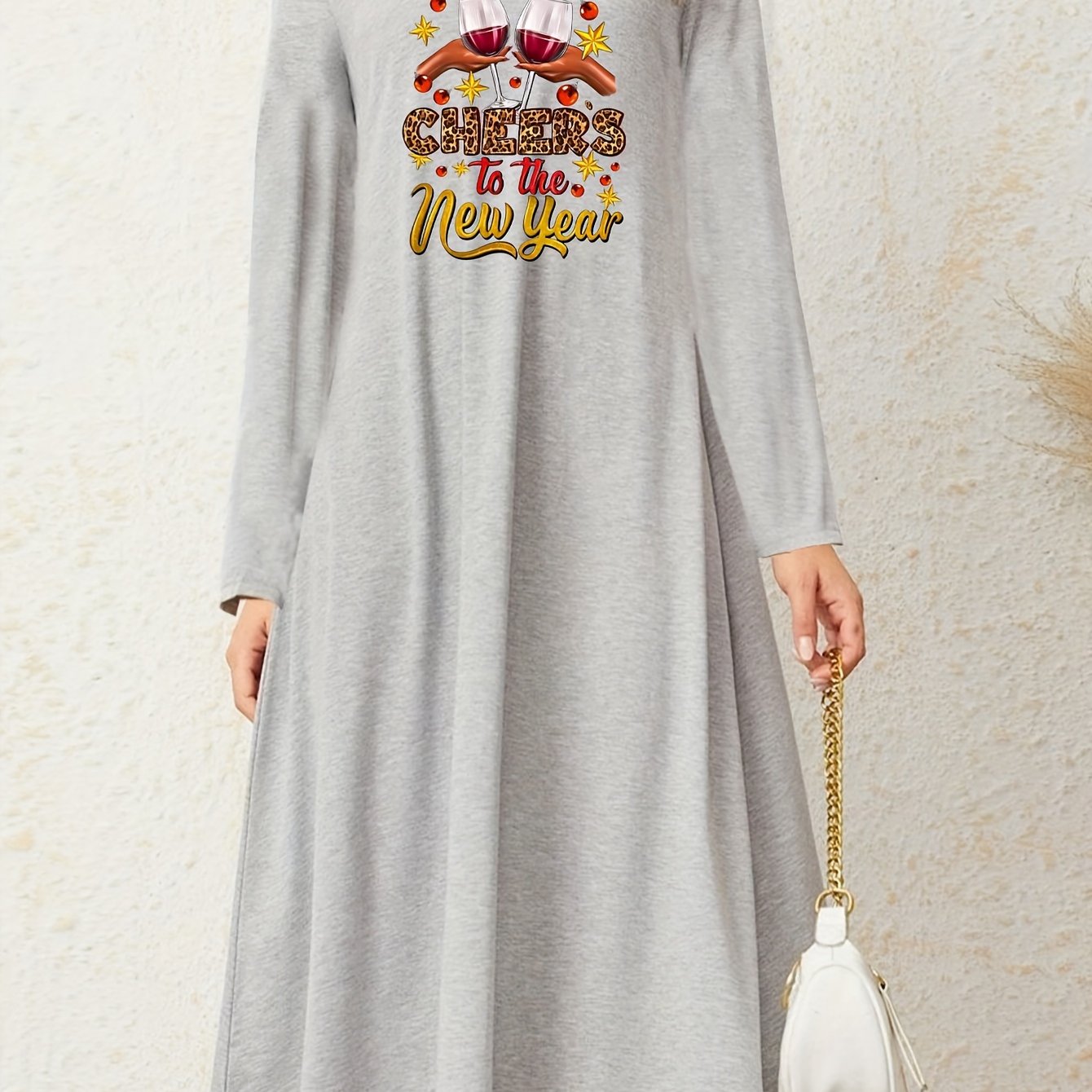 Wine Glasses & Leopard Slogan Print Nightdress