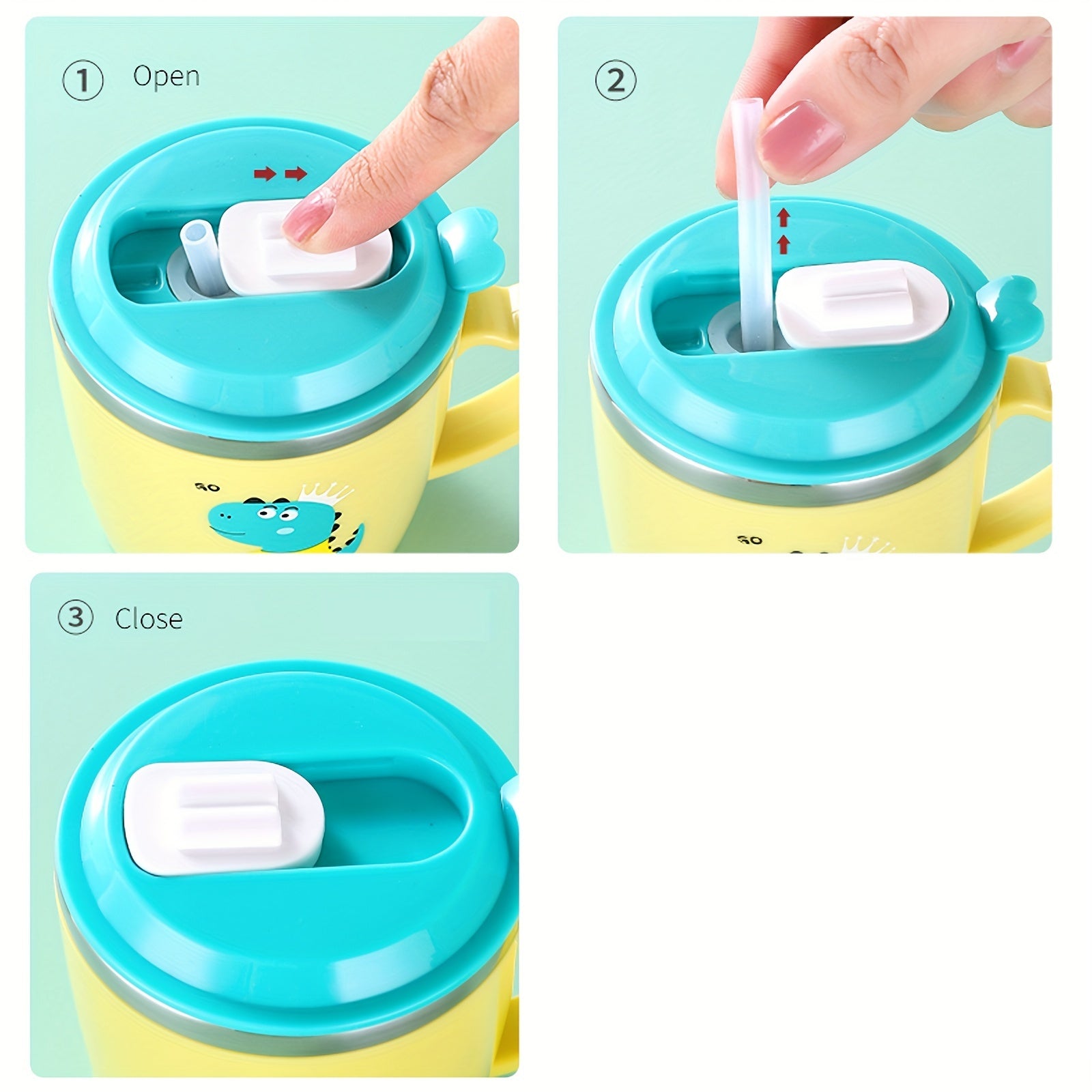 Kids 250ml Cartoon Water Bottle with Steel Straw Cup