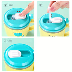 Kids 250ml Cartoon Water Bottle with Steel Straw Cup