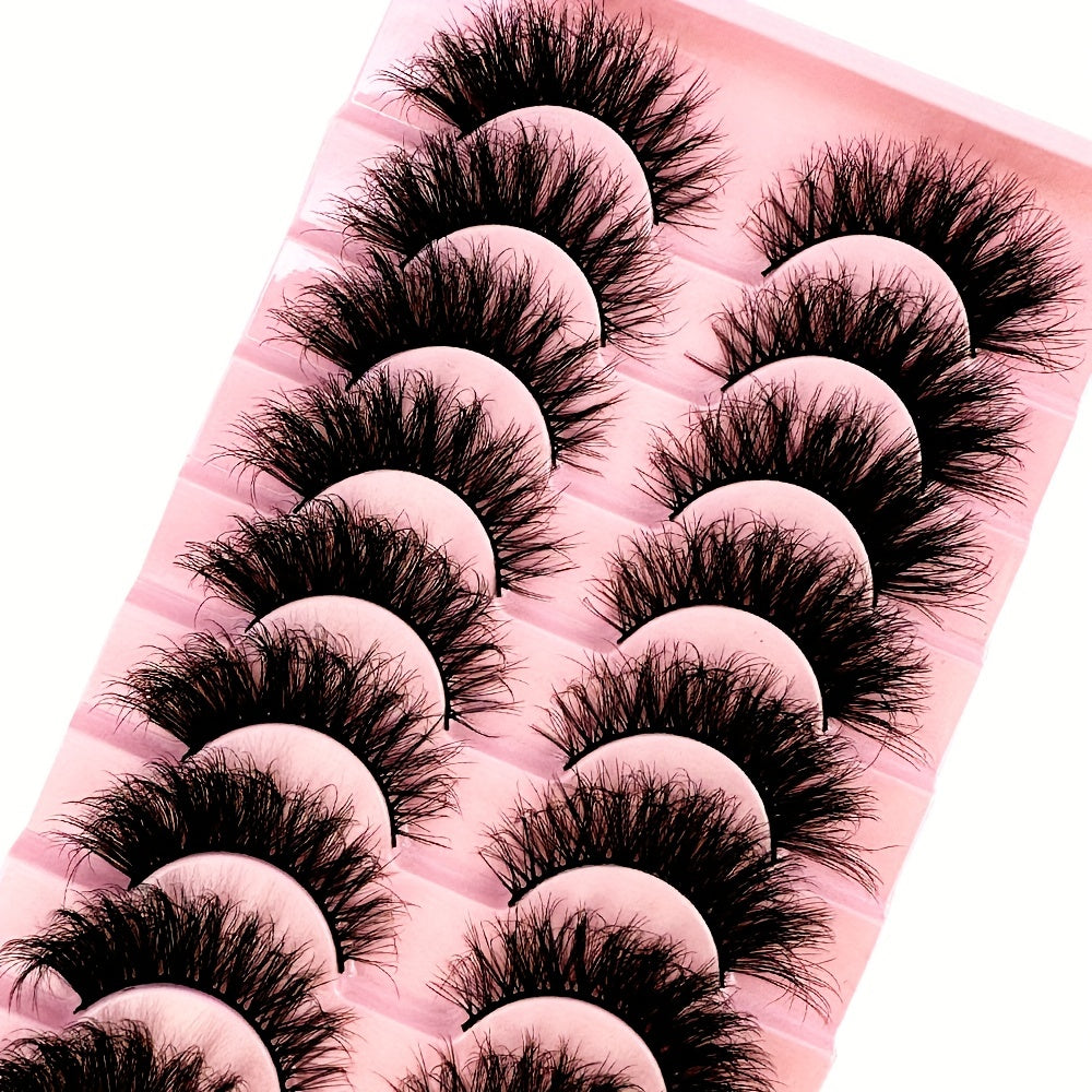10 Pairs 3D Mink Natural False Lashes Soft Cross Wispy Eyelash Extension