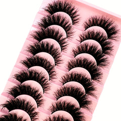 10 Pairs 3D Mink Natural False Lashes Soft Cross Wispy Eyelash Extension