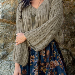 Casual V-Neck Sweater Solid Long Sleeve Jumper