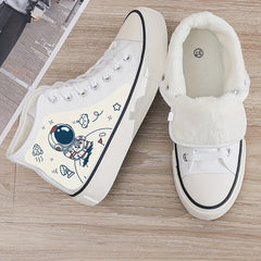 Astronaut Plush Lined Thermal Chunky Canvas Sneakers