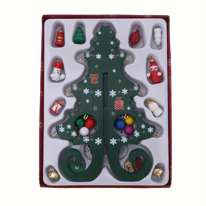 Funny Wooden Christmas Tree Decor with Small Pendants - Home and Office Decor