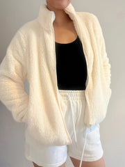 Soft Fleece Sports Jacket Mock Neck Warm Coat Women's Activewear