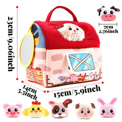Surprise Barn with Stuffed Farm Animals Rattle Crinkle Paper Mirror Toys
