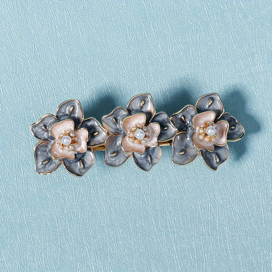 Enamel Flower French Barrette Hair Clip