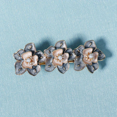 Enamel Flower French Barrette Hair Clip