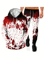 Men's 3D Print Hoodie & Joggers Set for Sports