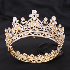 Baroque Crown Headband Round Rhinestone Tiara for Girls