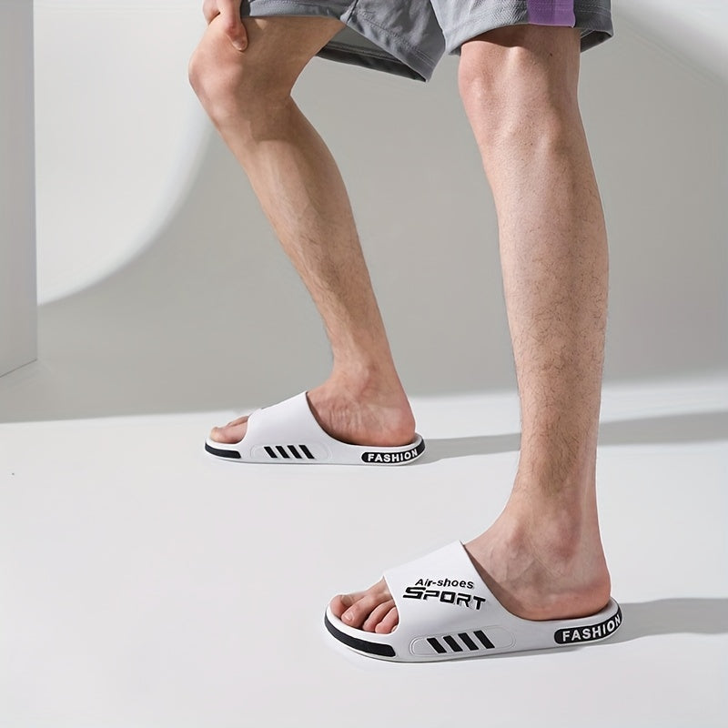Men's Letter Print Platform Slides Unisex Slippers