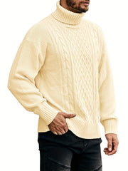 Men's Cable Knit Turtleneck Sweater - Warm & Stylish Pullover