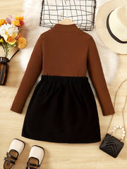 Girl's Ribbed Top & Corduroy Skirt Set Casual Outfits for Kids