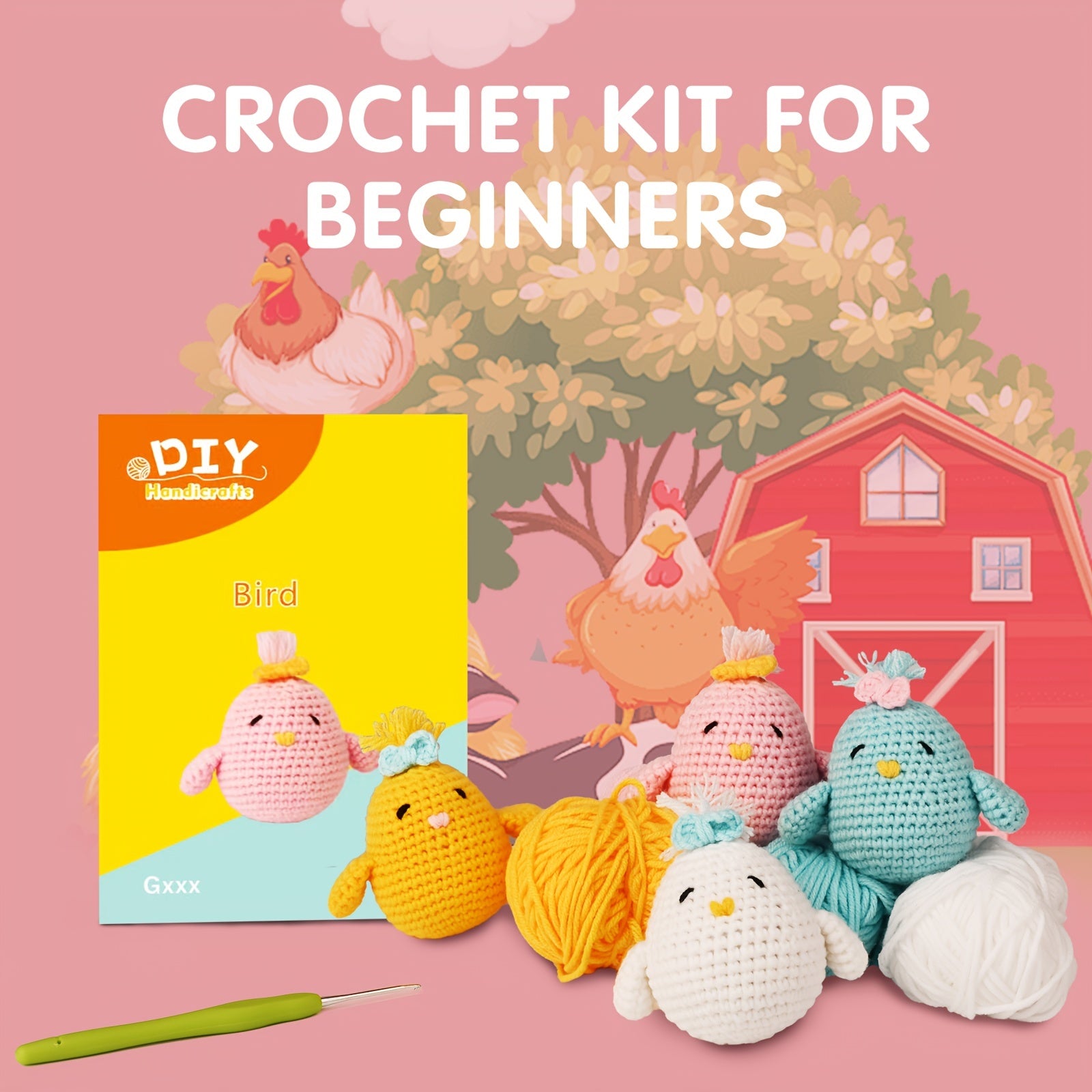 Beginner's Knitting Kit Bird Easy Hook Crochet Kit Step by Step