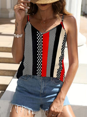 Striped Print Cami Top V Neck Summer Sleeveless Top