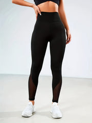 Mesh Stitching Yoga Pants With Pockets Tummy Control Leggings
